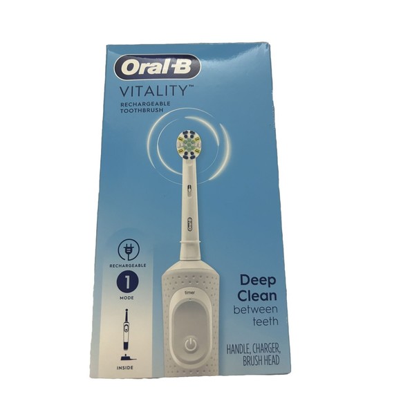 New Oral- B Vitality Rechargeable Toothbrush Floss Action Round Brush Head - Picture 1 of 4